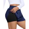 imageSILKWORLD Running Shorts for Women 2 in 1 Flowy Athletic Shorts Casual Workout Butterfly Gym Shorts with Zipper PocketsA004navy Blue