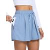 imageSILKWORLD Running Shorts for Women 2 in 1 Flowy Athletic Shorts Casual Workout Butterfly Gym Shorts with Zipper PocketsA007see Blue