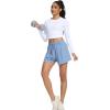imageSILKWORLD Running Shorts for Women 2 in 1 Flowy Athletic Shorts Casual Workout Butterfly Gym Shorts with Zipper PocketsA007see Blue
