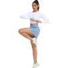 imageSILKWORLD Running Shorts for Women 2 in 1 Flowy Athletic Shorts Casual Workout Butterfly Gym Shorts with Zipper PocketsA007see Blue