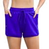 imageSILKWORLD Women 4quot Swim Shorts Side Split Swim Trunk Quick Dry Swimming Board Shorts with PocketsRoyal Blue