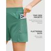 imageSILKWORLD Womens 5quot Swim Board Shorts Quick Dry Elastic Beach Swimming Shorts for Women with Liner PocketsGreen