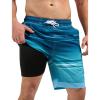 imageSILKWORLD Mens Swim Trunks 9 Inch Swimsuit with Compression Liner Quick Dry Swimming Surf Bathing Suits Green Stripes Large
