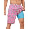 imageSILKWORLD Mens Swim Trunks with Compression Liner QuickDry 10quot Stretch Beach ShortsDark Pink Pineapple