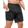 imageSILKWORLD Mens Swim Trunks with Compression Quick Dry Bathing Suit 6quot Swimming Shorts Stretch with Zipper PocketsBlack