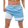 imageSILKWORLD Mens Swimming Trunks with Compression Liner 5 Inch Quick Dry Bathing Suit Beach Swim Shorts