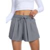 imageSILKWORLD Running Shorts for Women 2 in 1 Flowy Athletic Shorts Casual Workout Butterfly Gym Shorts with Zipper PocketsA002grey