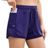 imageSILKWORLD Women 4quot Swim Shorts Side Split Swim Trunk Quick Dry Swimming Board Shorts with PocketsNavy