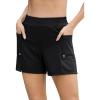 imageSILKWORLD Womens 5quot Swim Board Shorts Quick Dry Elastic Beach Swimming Shorts for Women with Liner PocketsBlack