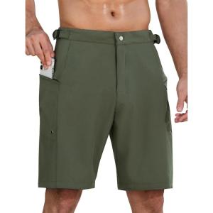 imageSILKWORLD Mens Swim Trunks Quick Dry 9quot Board Shorts with Cargo Zip PocketsNo LinerArmy Green