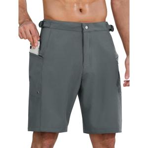 imageSILKWORLD Mens Swim Trunks Quick Dry 9quot Board Shorts with Cargo Zip PocketsNo LinerGrey