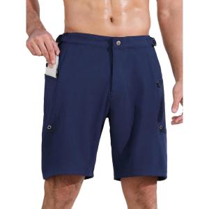 imageSILKWORLD Mens Swim Trunks Quick Dry 9quot Board Shorts with Cargo Zip PocketsNo LinerNavy