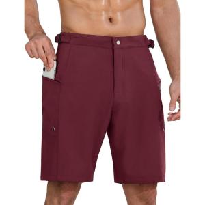imageSILKWORLD Mens Swim Trunks Quick Dry 9quot Board Shorts with Cargo Zip PocketsNo LinerWine Red
