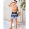 imageSILKWORLD Men Swim Trunks 6 Inch Quick Dry Swimming Shorts 2 in 1 Summer Swimwear Bathing Suits with Zipper PocketsNavy Grey Blue Stripe