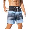 imageSILKWORLD Men Swim Trunks 6 Inch Quick Dry Swimming Shorts 2 in 1 Summer Swimwear Bathing Suits with Zipper PocketsNavy Grey Blue Stripe