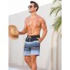 imageSILKWORLD Men Swim Trunks 6 Inch Quick Dry Swimming Shorts 2 in 1 Summer Swimwear Bathing Suits with Zipper PocketsNavy Grey Blue Stripe