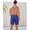 imageSILKWORLD Men Swim Trunks 6 Inch Quick Dry Swimming Shorts 2 in 1 Summer Swimwear Bathing Suits with Zipper PocketsNavy Pink Coconut Tree