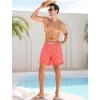imageSILKWORLD Men Swim Trunks 6 Inch Quick Dry Swimming Shorts 2 in 1 Summer Swimwear Bathing Suits with Zipper PocketsPink Black Anchor