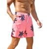 imageSILKWORLD Men Swim Trunks 6 Inch Quick Dry Swimming Shorts 2 in 1 Summer Swimwear Bathing Suits with Zipper PocketsPink Black Coconut Tree