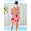 imageSILKWORLD Men Swim Trunks 6 Inch Quick Dry Swimming Shorts 2 in 1 Summer Swimwear Bathing Suits with Zipper PocketsPink Black Coconut Tree
