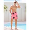 imageSILKWORLD Men Swim Trunks 6 Inch Quick Dry Swimming Shorts 2 in 1 Summer Swimwear Bathing Suits with Zipper PocketsPink Black Coconut Tree