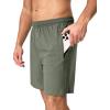 imageSILKWORLD Mens Quick Dry Athletic Running Shorts with Zipper Pockets 7quot Stretch Gym Workout Training ShortsArmy Green
