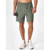 imageSILKWORLD Mens Quick Dry Athletic Running Shorts with Zipper Pockets 7quot Stretch Gym Workout Training ShortsArmy Green