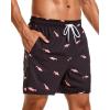 imageSILKWORLD Mens Swimming Trunks with Compression Liner 2 in 1 QuickDry Swim Shorts with Zipper PocketsBlack Pink Fish