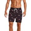 imageSILKWORLD Mens Swimming Trunks with Compression Liner 2 in 1 QuickDry Swim Shorts with Zipper PocketsBlack Pink Fish
