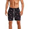 imageSILKWORLD Mens Swimming Trunks with Compression Liner 2 in 1 QuickDry Swim Shorts with Zipper PocketsBlack Pink Fish
