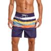 imageSILKWORLD Mens Swimming Trunks with Compression Liner 2 in 1 QuickDry Swim Shorts with Zipper PocketsNavy Orange Stripe