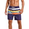 imageSILKWORLD Mens Swimming Trunks with Compression Liner 2 in 1 QuickDry Swim Shorts with Zipper PocketsNavy Orange Stripe