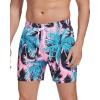 imageSILKWORLD Mens Swimming Trunks with Compression Liner 2 in 1 QuickDry Swim Shorts with Zipper PocketsPink Blue Coconut