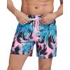 imageSILKWORLD Mens Swimming Trunks with Compression Liner 2 in 1 QuickDry Swim Shorts with Zipper PocketsPink Blue Coconut