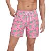 imageSILKWORLD Mens Swimming Trunks with Compression Liner 2 in 1 QuickDry Swim Shorts with Zipper PocketsPink Pineapple