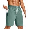 imageSILKWORLD Mens Quick Dry Athletic Running Shorts with Zipper Pockets 7quot Stretch Gym Workout Training ShortsLight Green