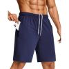 imageSILKWORLD Mens Quick Dry Athletic Running Shorts with Zipper Pockets 7quot Stretch Gym Workout Training ShortsNavy