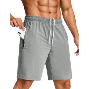 imageSILKWORLD Mens Quick Dry Athletic Running Shorts with Zipper Pockets 7quot Stretch Gym Workout Training ShortsCarbon Gray