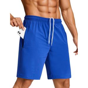 imageSILKWORLD Mens Quick Dry Athletic Running Shorts with Zipper Pockets 7quot Stretch Gym Workout Training ShortsDark Blue