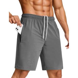 imageSILKWORLD Mens Quick Dry Athletic Running Shorts with Zipper Pockets 7quot Stretch Gym Workout Training ShortsDark Gray