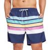 imageSILKWORLD Mens Swim Trunks Quick Dry Shorts with PocketsColored Stripes