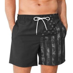 imageSILKWORLD Mens Swim Trunks Quick Dry Shorts with PocketsNavyflagblack