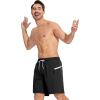 imageSILKWORLD Men Swim Trunks with Compression Liner 7quot Bathing Suits Quick Dry Swimming Shorts with Zipper PocketA01black