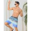 imageSILKWORLD Men Swim Trunks with Compression Liner 7quot Bathing Suits Quick Dry Swimming Shorts with Zipper PocketBlue Grey Leaves