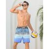 imageSILKWORLD Men Swim Trunks with Compression Liner 7quot Bathing Suits Quick Dry Swimming Shorts with Zipper PocketBlue Grey Leaves