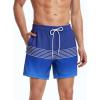 imageSILKWORLD Mens Swim Trunks with Compression Liner Quick Drying Swimsuit Shorts with Zipper Pockets Black Blue Gradient Large