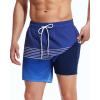 imageSILKWORLD Mens Swim Trunks with Compression Liner Quick Drying Swimsuit Shorts with Zipper Pockets Black Blue Gradient Large
