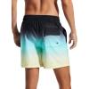 imageSILKWORLD Mens Swimwear WaterResistant Swim Trunks Summer Beach Shorts Quick Dry Bathing Suits with Zippered Pockets and Compression Lining Blue Yellow Gradient XLarge