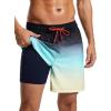 imageSILKWORLD Mens Swimwear WaterResistant Swim Trunks Summer Beach Shorts Quick Dry Bathing Suits with Zippered Pockets and Compression Lining Blue Yellow Gradient XLarge