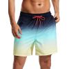 imageSILKWORLD Mens Swimwear WaterResistant Swim Trunks Summer Beach Shorts Quick Dry Bathing Suits with Zippered Pockets and Compression Lining Blue Yellow Gradient XLarge